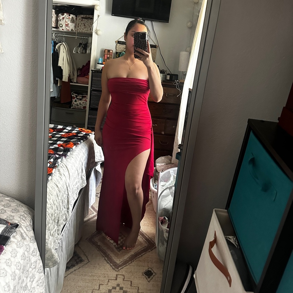 Strapless Backless High Split Slit Long Maxi Dres… - image 1